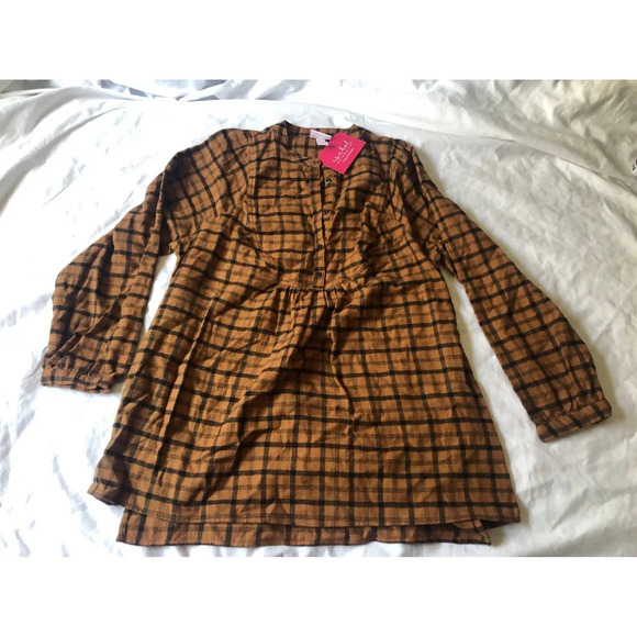 Isabel maternity long sleeve brushed flannel maternity shirt top Plaid M NWT! - Picture 1 of 6
